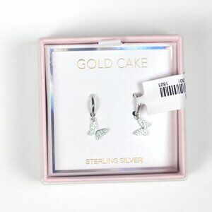 GOLD CAKE | SPARKLY BUTTERFLY HUGGIE EARRINGS | STERLING SILVER
